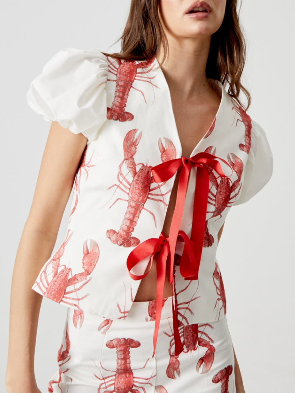 Conjunto de pantalones rectos con estampado de langosta