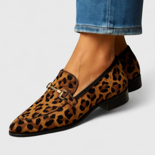 Inés | Mocasín marrón con estampado de leopardo