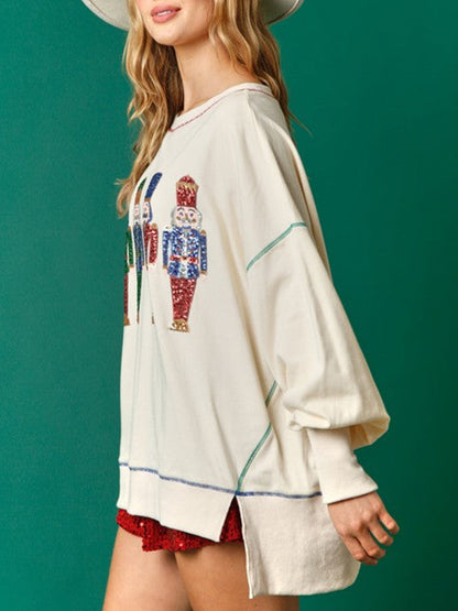 Sudadera de rizo francés con lentejuelas y cascanueces