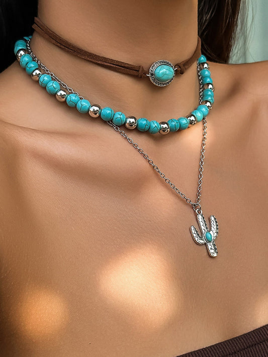 Collar Collar Cactus Turquesa