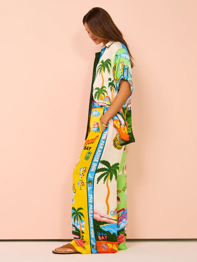 Conjunto de pantalones de pierna ancha con estampado suelto de Afternoon Sun