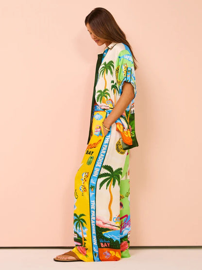 Conjunto de pantalones de pierna ancha con estampado suelto de Afternoon Sun