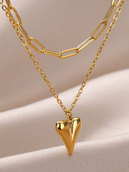 Collar de corazón industrial chic con cadena irregular