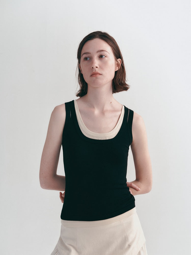 Camiseta sin mangas ajustada informal de estilo coreano