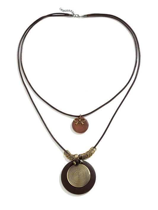 Collar largo con cuentas de disco de madera