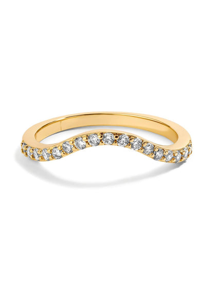 Anillo elegante con línea ondulada incrustada de diamantes