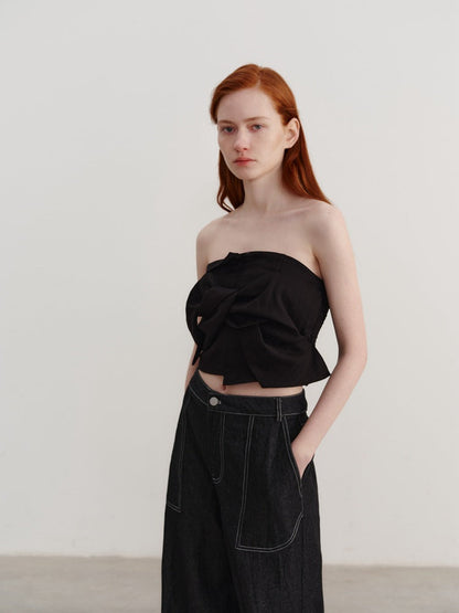 Top de tencel con hombros descubiertos