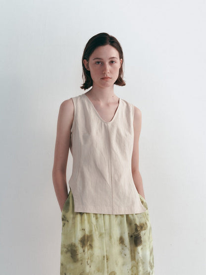 Camiseta sin mangas dividida con cuello en V informal y holgada