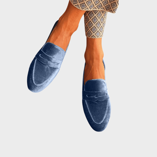 Isabel | Mocasín azul de terciopelo