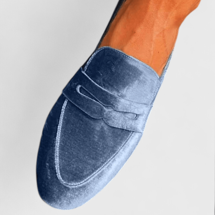 Isabel | Mocasín azul de terciopelo