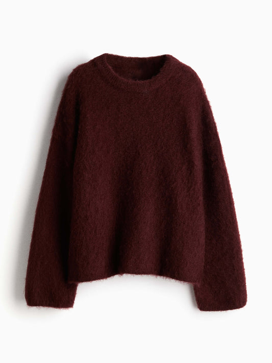 Conjunto de suéter y falda de mezcla de mohair de gran tamaño