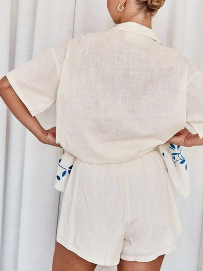 Conjunto de pantalones cortos elásticos sueltos