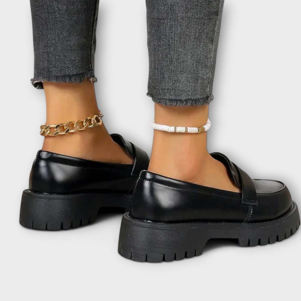Ximena | Mocasín negro con plataforma