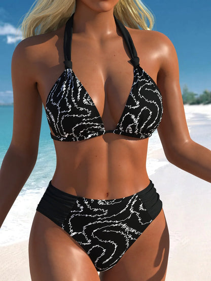 Conjunto de Bikini Vintage con Estampado
