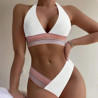 🌴 Bikini de Cintura Alta con Escote Profundo en V