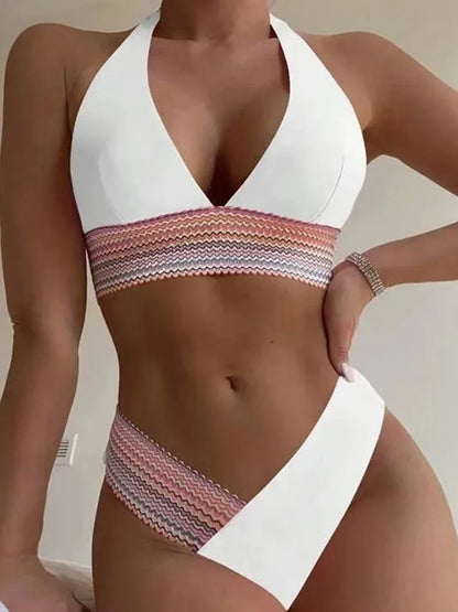 🌴 Bikini de Cintura Alta con Escote Profundo en V