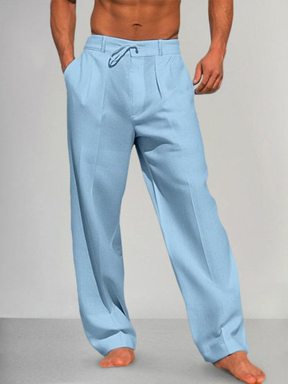 Torino - Pantalones Rectos de Algodón y Lino