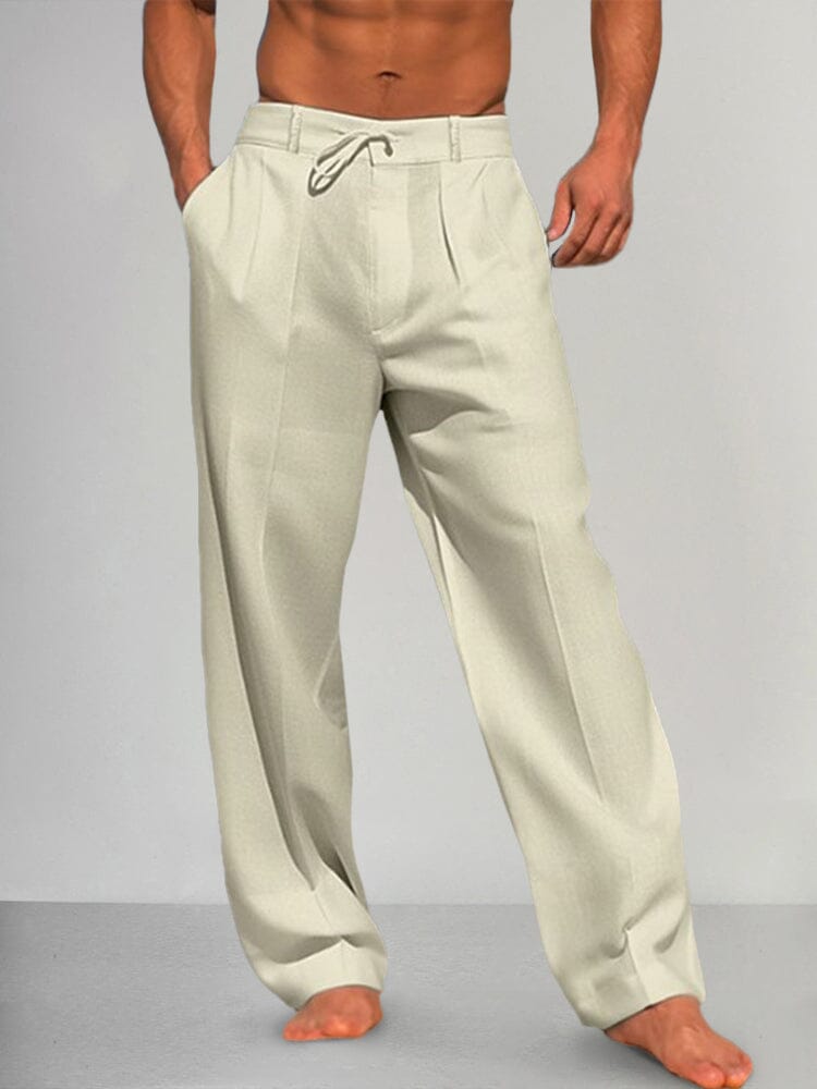 Torino - Pantalones Rectos de Algodón y Lino
