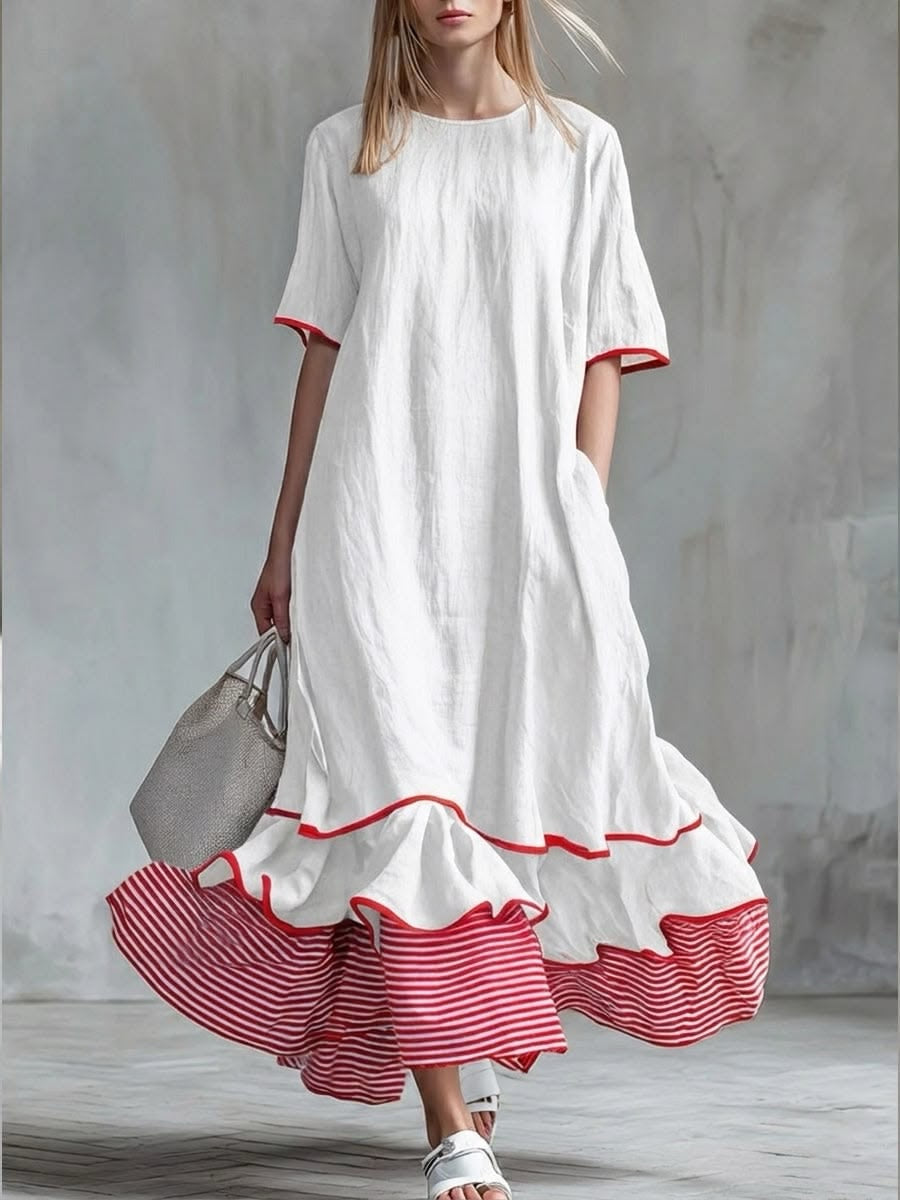 Vestido casual de parches a rayas