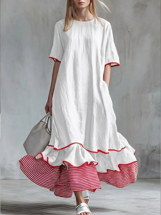 Vestido casual de parches a rayas