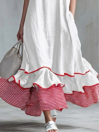 Vestido casual de parches a rayas
