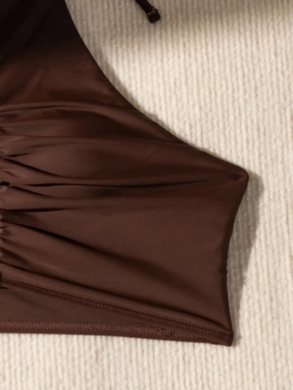 Bikini con Cuello Halter y Pliegues 2026