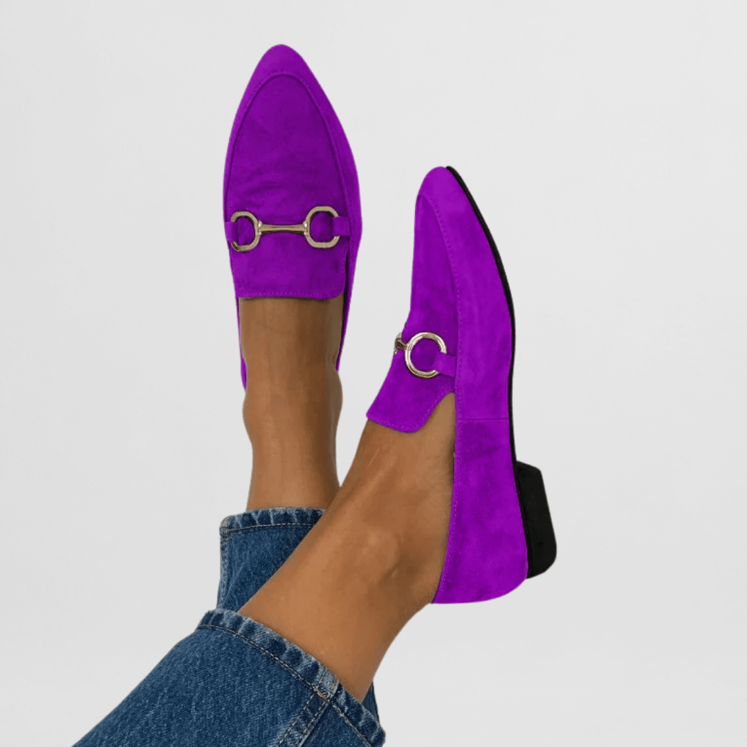 Francisca | Mocasín verde con hebilla metálica