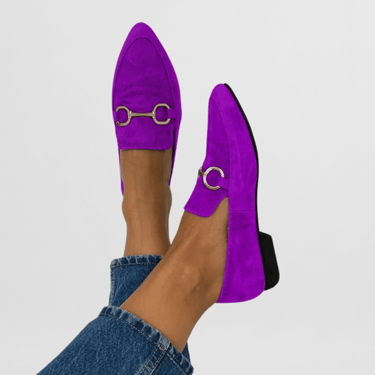 Francisca | Mocasín verde con hebilla metálica
