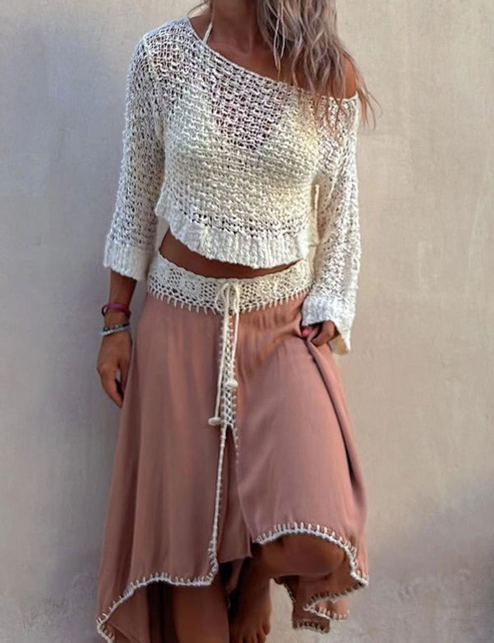 Top tipo pareo de punto corto de Sunny Meadow