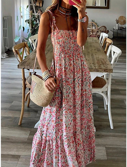 Valeria™ - Floral Print Maxi Dress with Straps