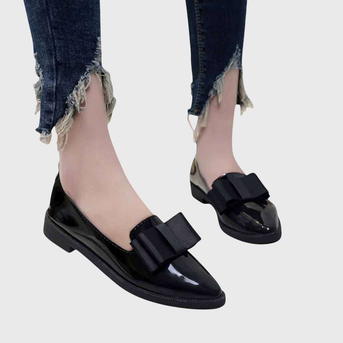 Macarena | Mocasín burdeos charol con lazo