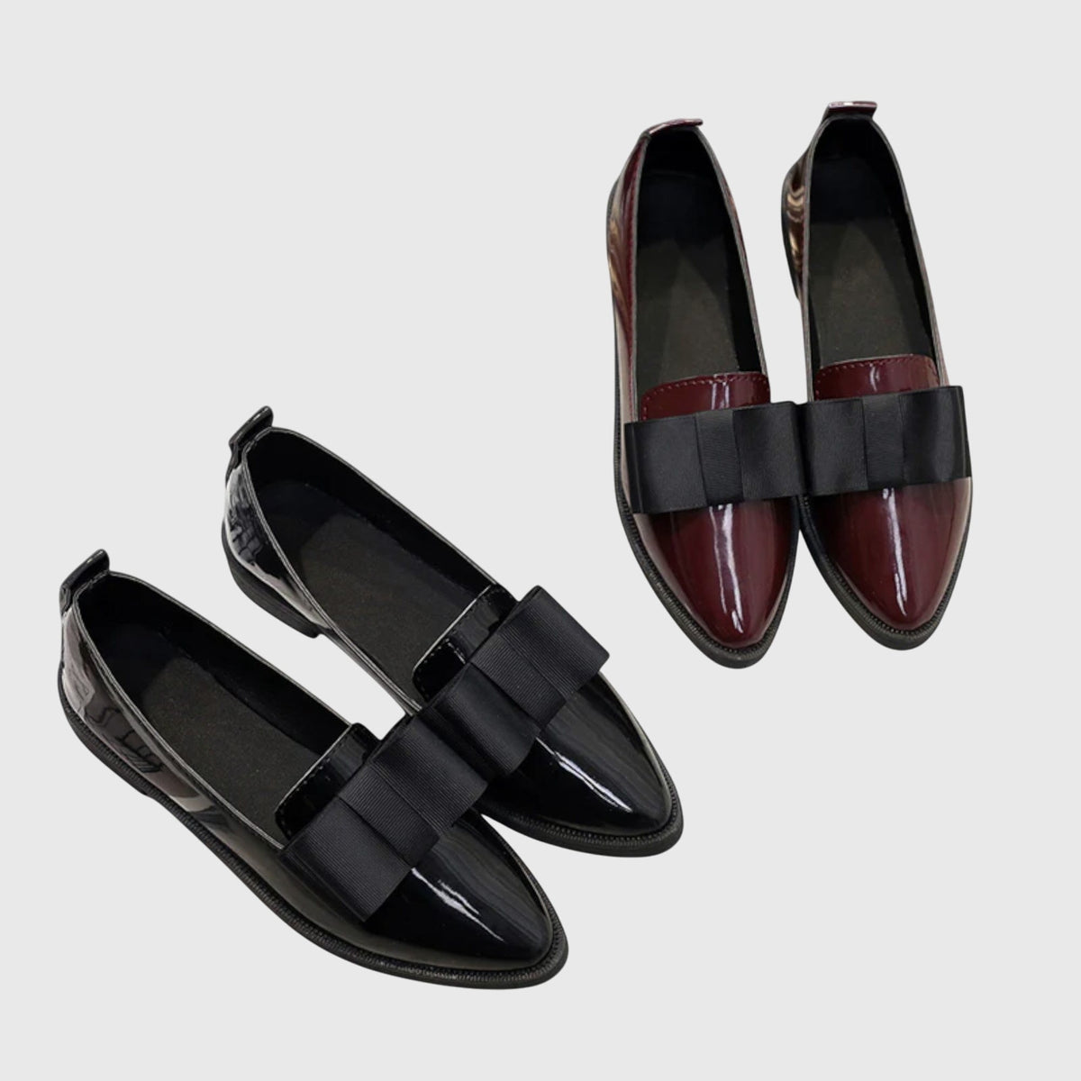 Macarena | Mocasín burdeos charol con lazo