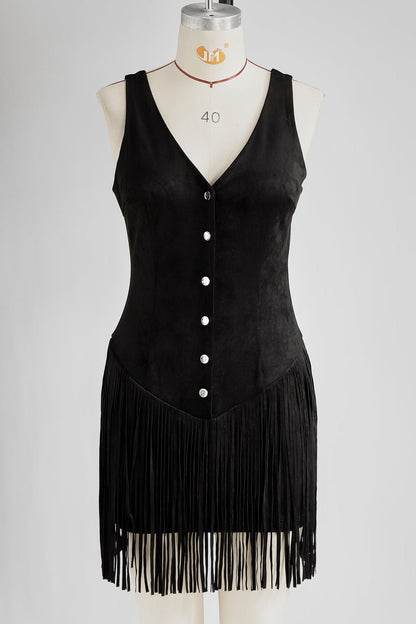 Minivestido camisero Western Fringe