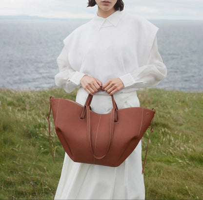 Ombrello - bolso de piel auténtica de litchi