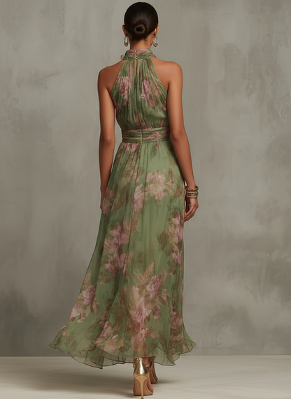 Vestido Serena™ - Chifón Floral Con Cuello Halter