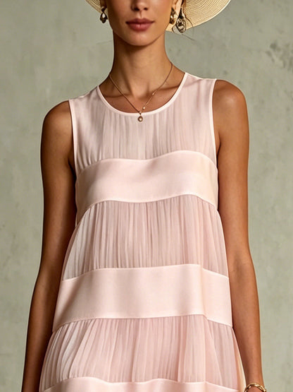 Vestido corto plisado de satén de gasa