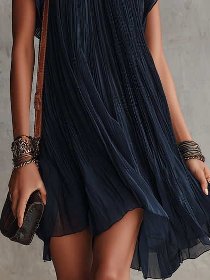 Vestido corto de gasa con bordado floral