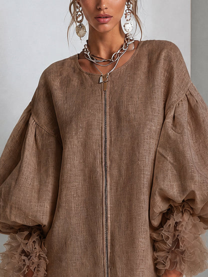 Vestido mini abullonado con cremallera frontal