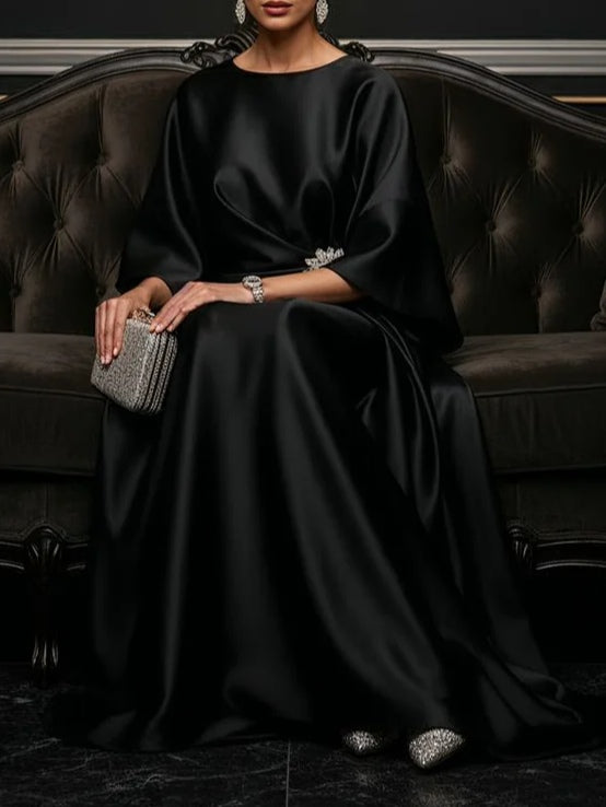 Vestido Maxi de Satén Negro Luxe