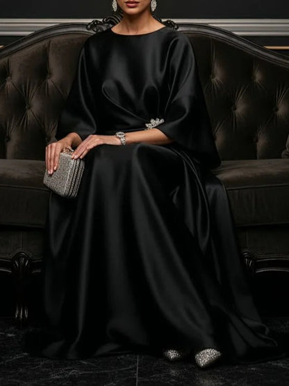 Vestido Maxi de Satén Negro Luxe