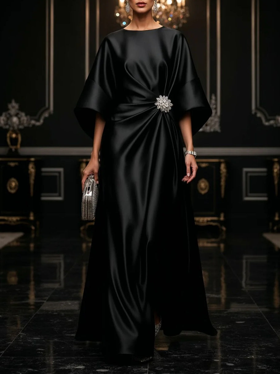 Vestido Maxi de Satén Negro Luxe