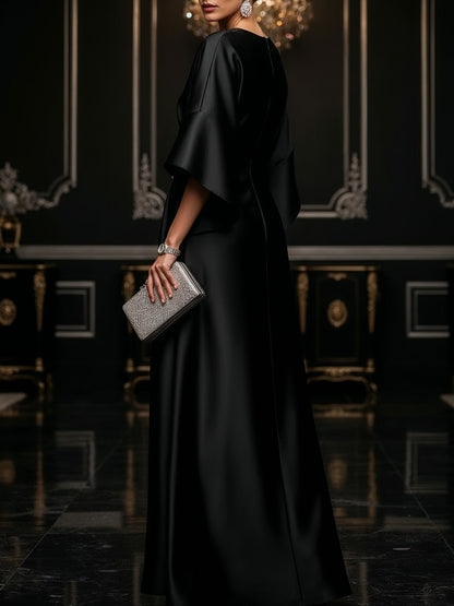 Vestido Maxi de Satén Negro Luxe
