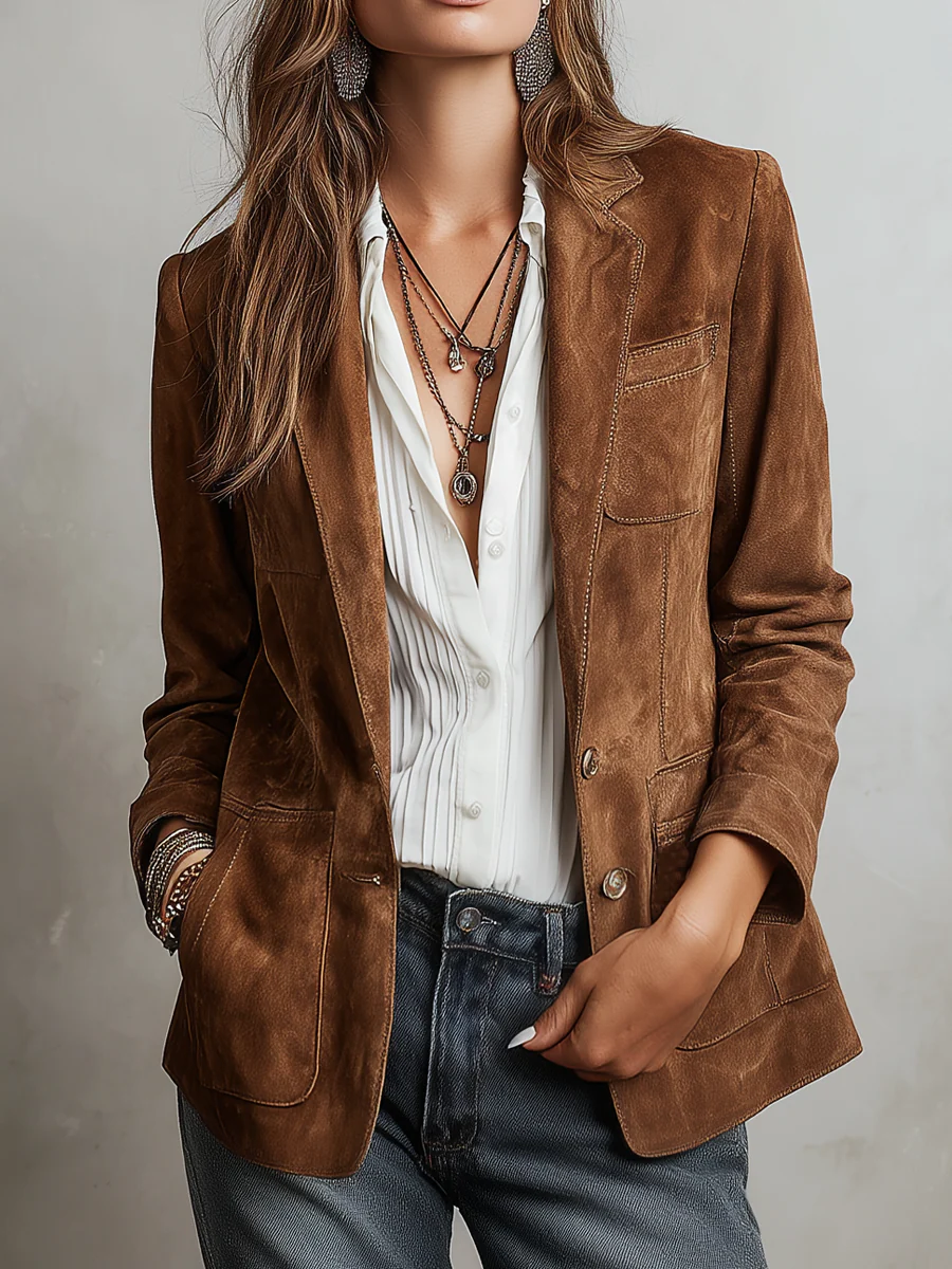 Chaqueta vintage de ante marrón