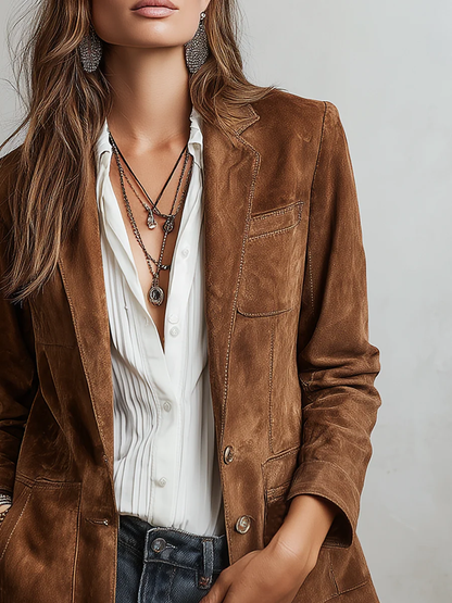 Chaqueta vintage de ante marrón