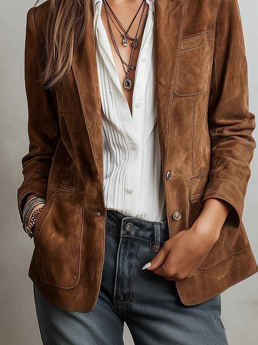 Chaqueta vintage de ante marrón
