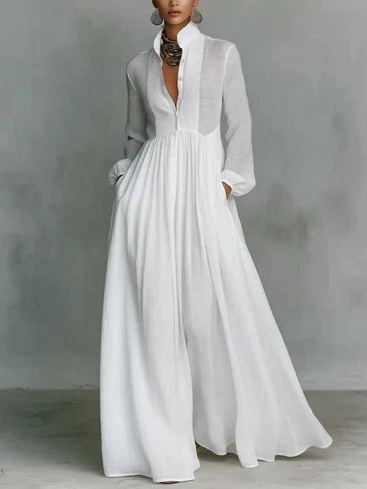 Alma Vestido Maxi Atemporal con Cuello Elegante