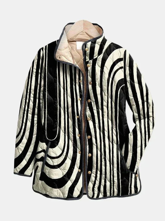 Chaqueta Acolchada Gráfica de Rayas