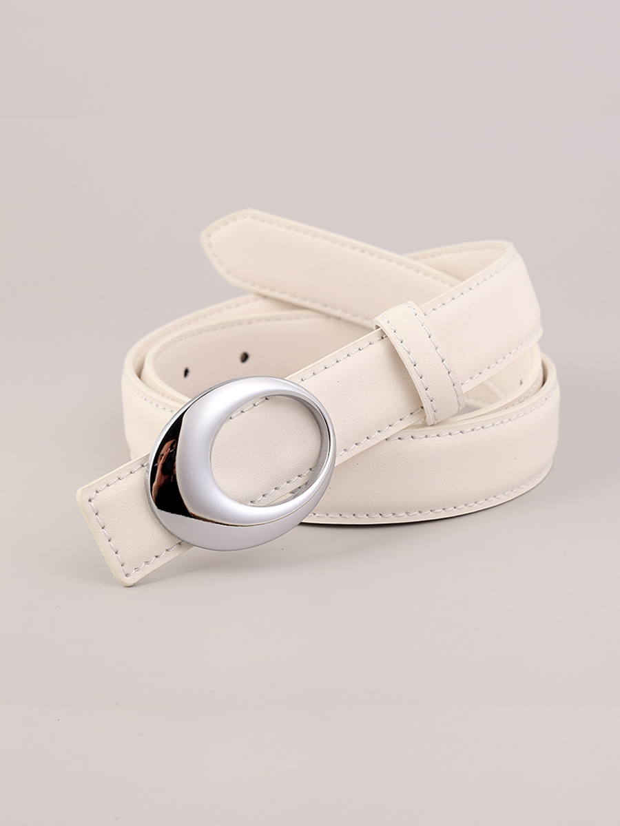 Cinturón para mujer con hebilla de arco plateada retro combinable con todo