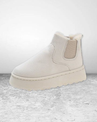 Botas de nieve de color uniforme con suela gruesa y robusta – calor, tracción y estilo en la nieve