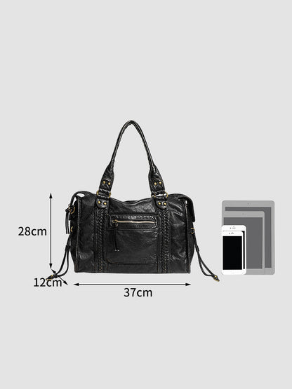 Bolso de cuero con múltiples bolsillos desgastado y de moda para mujer